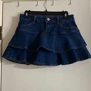Classic Denim girls Tiered Skirt with built-in shorts